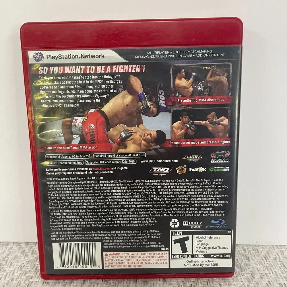 UFC Undisputed 2009 Video Game for Sony Playstation 3